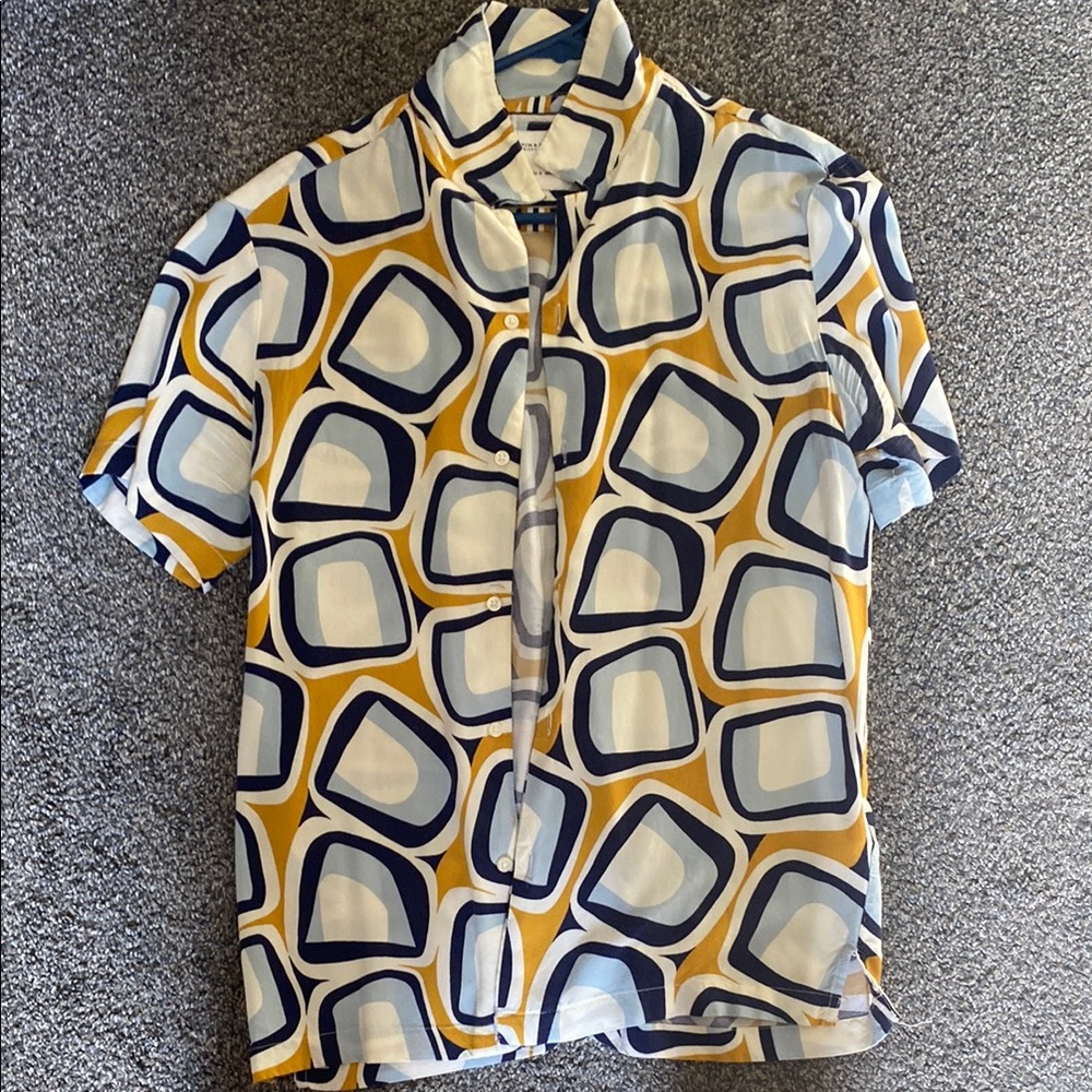 Denim & Flower Blue and Yellow Casual Button Down Shirt